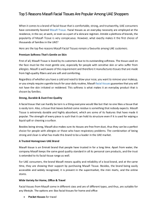 Top 5 Reasons Masafi Facial Tissues Are Popular Among UAE Shoppers