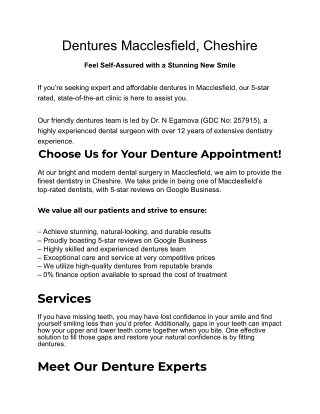 Dentures Macclesfield, Cheshire