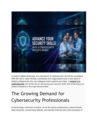 Advance Your Security Skills with a Cybersecurity Master's Degree