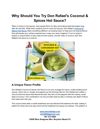 Why Should You Try Don Rafael's Coconut & Spices Hot Sauce