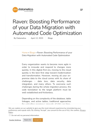 Accelerate Cloud Migration with Raven’s Automated Code Optimization- Datametica