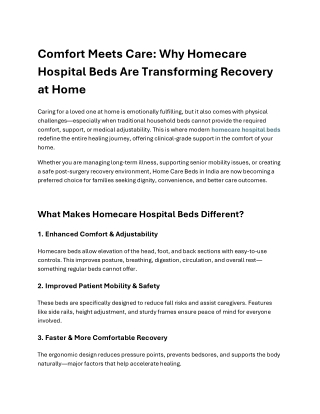 Comfort Meets Care Why Homecare Hospital Beds Are Transformi