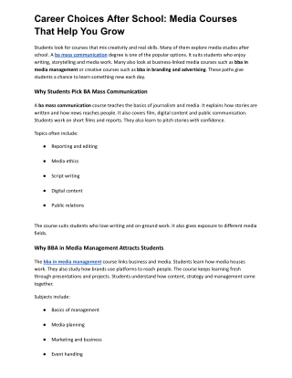 Career Choices After School Media Courses That Help You Grow
