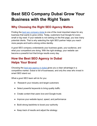 Best SEO Company Dubai Grow Your Business with the Right Team