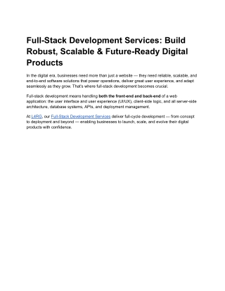 End-to-End Full Stack Development Services for Modern Businesses
