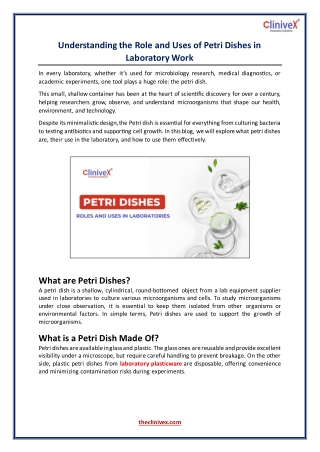 Understanding the Role and Uses of Petri Dishes in Laboratory Work