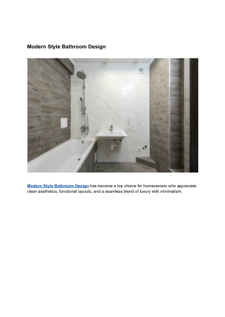 Modern Style Bathroom Design