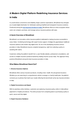 A Modern Digital Platform Redefining Insurance Services in India