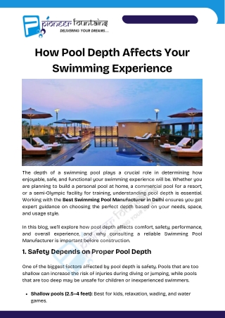 How Pool Depth Affects Your Swimming Experience