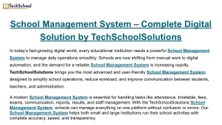 School Management System – Complete Digital Solution by TechSchoolSolutions