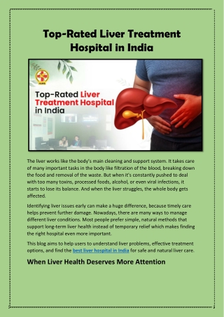 Top-Rated Liver Treatment Hospital in India