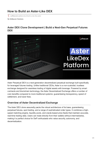 Aster DEX Clone Development Solutions for Scalable DeFi Trading