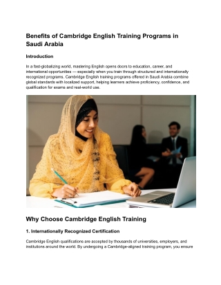 Benefits of Cambridge English Training Programs in Saudi Arabia