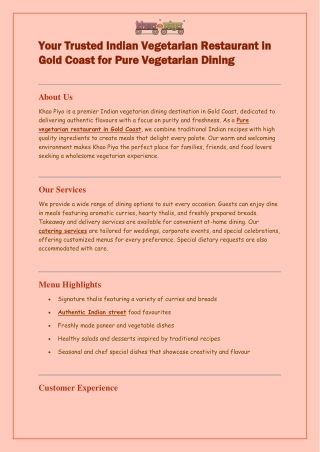 Your Trusted Indian Vegetarian Restaurant in Gold Coast for Pure Vegetarian Dining