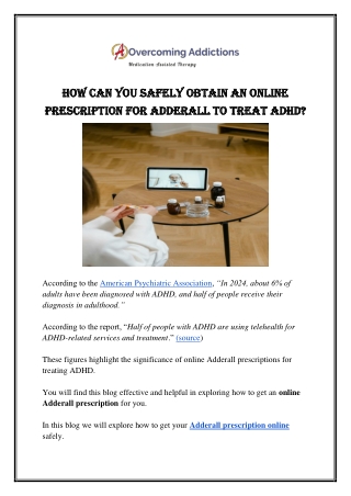 How Can You Safely Obtain an Online Prescription for Adderall to Treat ADHD?