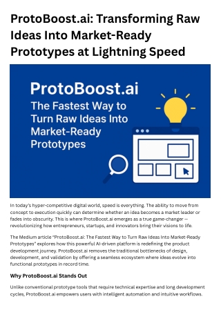 ProtoBoost.ai: Transforming Raw Ideas Into Market-Ready Prototypes at Lightning
