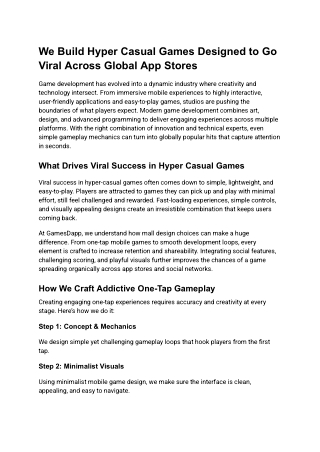 We Build Hyper Casual Games Designed to Go Viral Across Global App Stores