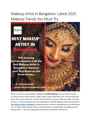 Makeup Artist in Bangalore Latest 2025 Makeup Trends You Must Try