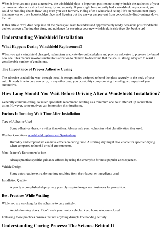 How Long Should You Wait Before Driving After a Windshield Installation?