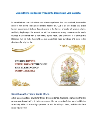 Unlock Divine Intelligence Through the Blessings of Lord Ganesha