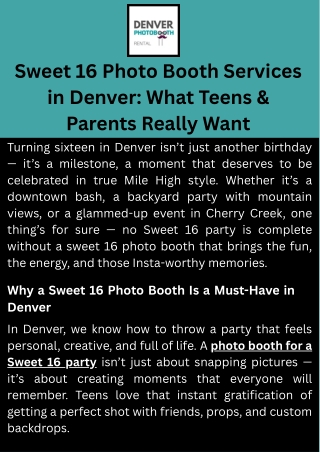 Sweet 16 Photo Booth Services in Denver What Teens & Parents Really Want