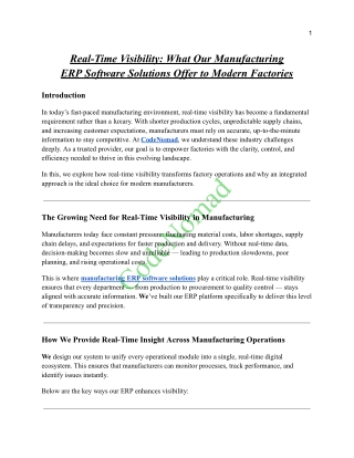 Manufacturing ERP Software Solutions Offer to Modern Factories