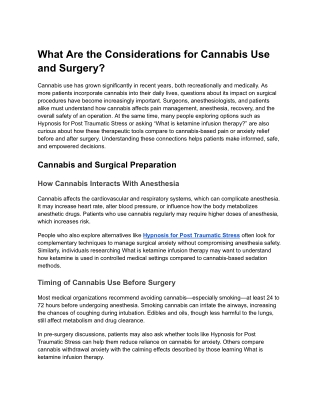What Are the Considerations for Cannabis Use and Surgery
