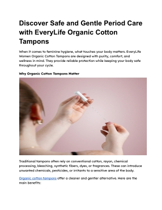 Organic cotton tampons