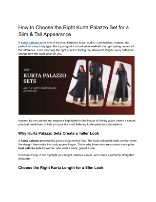How to Choose the Right Kurta Palazzo Set for a Slim & Tall Appearance