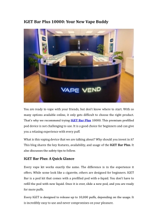 IGET Bar Plus 10000 Your New Vape Buddy