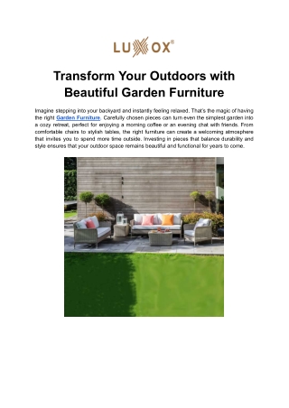 Transform Your Outdoors with Beautiful Garden Furniture
