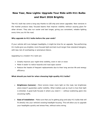 New YearNew Year- New Lights- Upgrade Your Ride with H11 Bulbs and Start 2026 Brightly