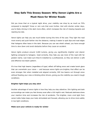 Stay Safe This Snowy Season- Why Xenon Lights Are a Must-Have for Winter Roads
