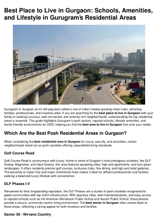 Best Place to Live in Gurgaon