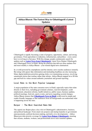 Latest News from Chhattisgarh