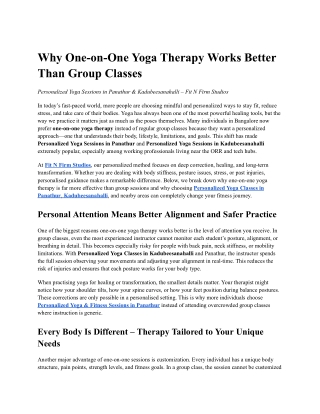 Why One-on-One Yoga Therapy Works Better Than Group Classes