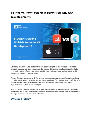 Flutter Vs Swift: Which Is Better For IOS App Development?