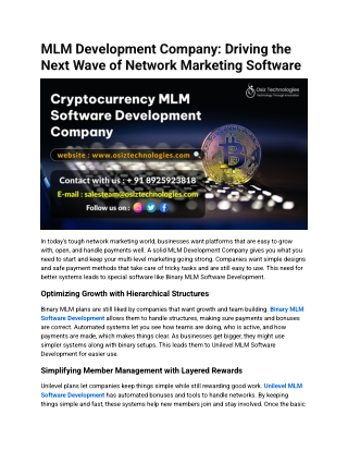 MLM Development Company: Driving the  Next Wave of Network Marketing Software