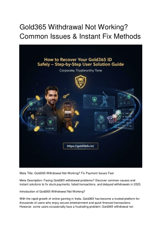 Gold365 Withdrawal Not Working