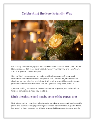 Celebrating the Eco-Friendly Way