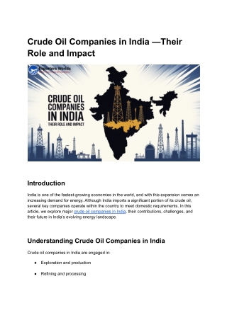 Crude Oil Companies in India —Their Role and Impact