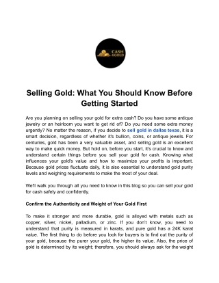 Selling Gold_ What You Should Know Before Getting Started