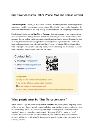 Buy Naver Accounts - 100% Phone, Mail and Korean verified