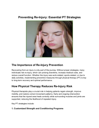 Preventing Re-Injury: Essential PT Strategies