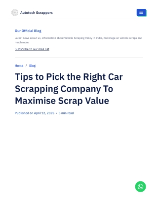 Tips to Pick the Right Car Scrapping Company To Maximise Scrap Value