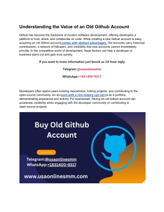 Acquire a Pre-Owned GitHub Account This Year