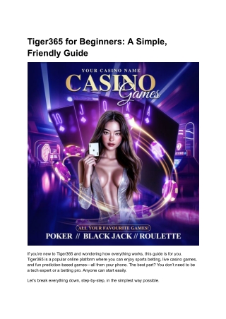 Tiger365 for Beginners_ A Simple, Friendly Guide