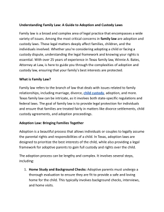 Understanding Family Law_ A Guide to Adoption and Custody Laws