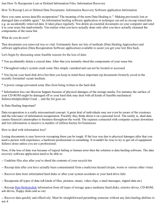 Just how to recuperate shed or removed information files information healing