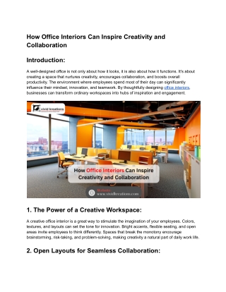 How Office Interiors Can Inspire Creativity and Collaboration